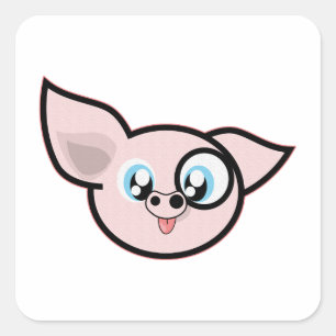 Grappige Roze Varkenskop Vierkante Sticker