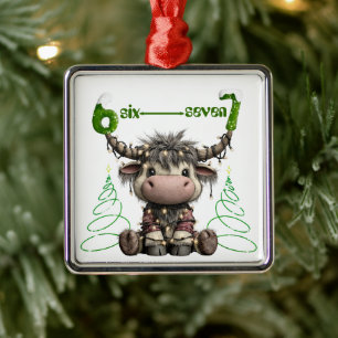Grappige Rudolf Bomen Gewei Zes Zeven Kerstmis Metalen Ornament