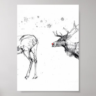 Grappige Rudolf Reindeer Kerstliefde Poster