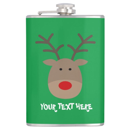 Grappige Rudolf rendier Kerstfeest drankfles Heupfles (Voorkant)