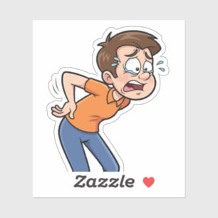 Grappige rugpijn Cartoon ontwerp Sticker