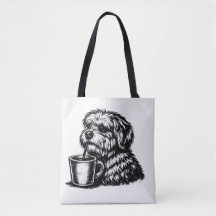 Grappige Ruige Hond Die Koffie Drinkt Schets Boods