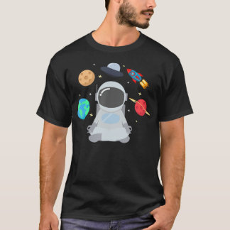 Grappige Ruimtemeditatie Astronaut Yoga Planeten U T-shirt