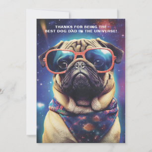 Grappige ruimtepug met zonnebril Vaderdag Feestdagenkaart