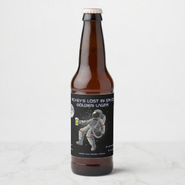 Grappige ruimtevaarder astronaut verloren in de ru bier etiket