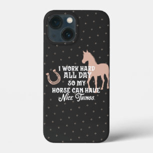 Grappige Ruitersport "Ik werk hard de hele dag" iPhone 13 Mini Hoesje