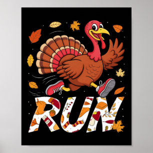 Grappige Run Hardlopen 5k Race Turkey Trot Thanksg Poster