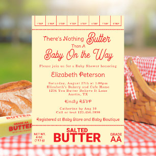 Grappige Rustieke Rode Gingham Boter Thema Baby Sh Kaart