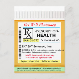 Grappige RX-recept voor gezondheid Briefkaart