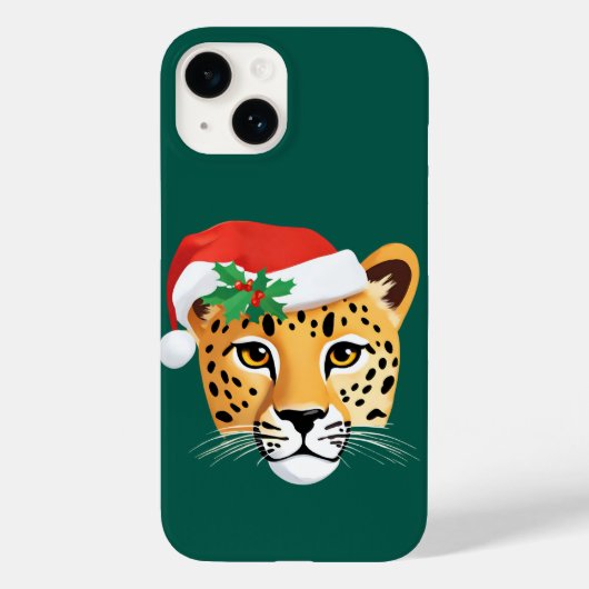 Grappige Safari dieren Cheetah luipaard Santa Xmas Case-Mate iPhone Case (Achterkant)