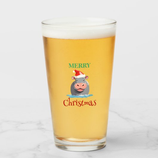 Grappige Safari dieren HIPPO Kerstmis kostuum Glas (Voorkant gevuld)