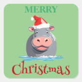 Grappige Safari dieren HIPPO Kerstmis kostuum Vierkante Sticker (Voorkant)