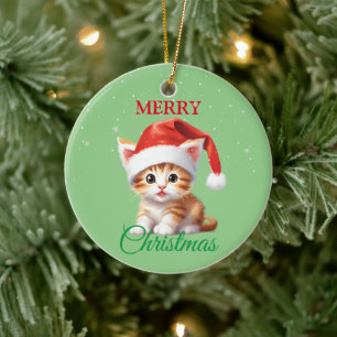 Grappige Safari dieren Kat Kerstmis Kostuum Keramisch Ornament