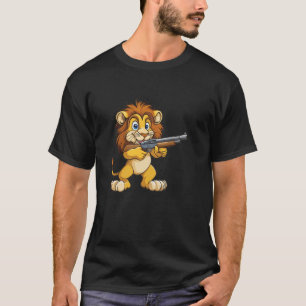 Grappige Safari Leeuw met Vuurwapen Kostuum voor J T-shirt