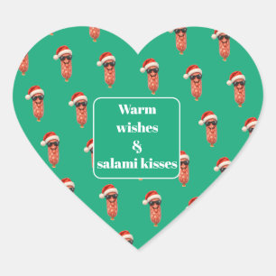 Grappige salami kusjes aperitief Kerstmis Hart Sticker