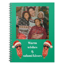 Grappige salami kussen familie foto kerst