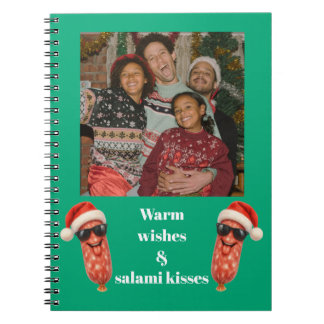 Grappige salami kussen familie foto kerst notitieboek