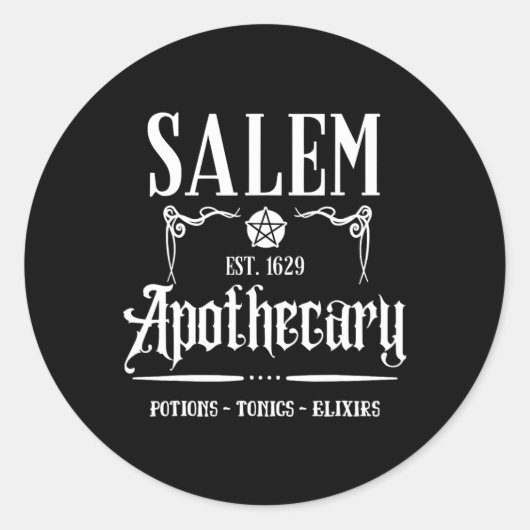 Grappige Salem Heks Machusetts Apotheker Halloween Ronde Sticker (Voorkant)