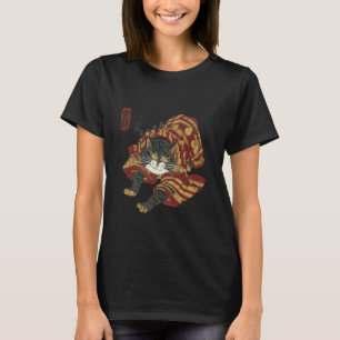 Grappige samoerai kat Japanse kunst Ukiyo-e krijge T-shirt