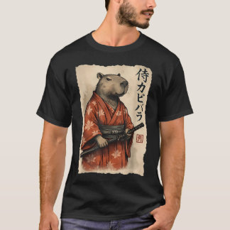 Grappige Samurai Capybara Japanse Kunst Vintage T-shirt