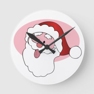 Grappige Santa aangepaste wandklok Ronde Klok