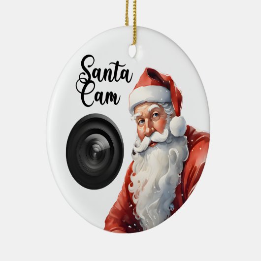 Grappige Santa Cam Kerstmis Keramisch Ornament (Rechts)