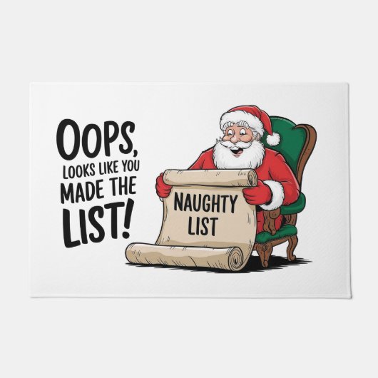 Grappige Santa Claus Naughty List Christmas Design Deurmat (Voorkant)