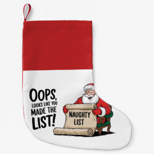Grappige Santa Claus Naughty List Christmas Design Kleine Kerstsok