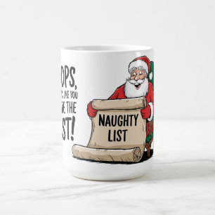 Grappige Santa Claus Naughty List Christmas Design Koffiemok