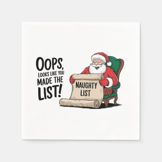 Grappige Santa Claus Naughty List Christmas Design Servet (Voorkant)