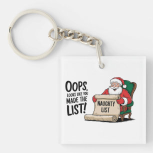 Grappige Santa Claus Naughty List Christmas Design Sleutelhanger