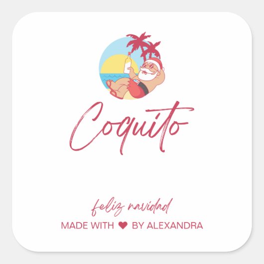 Grappige Santa Coquito Eten en Drank Label Set (Voorkant)