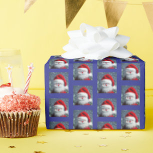 Grappige Santa Gift Wrap, Googly Eyes, rood en bla Cadeaupapier