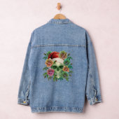 GRAPPIGE SANTA GROENE SCHEDEL EN KERSTBLOEM DENIM JACKET (Hangar)