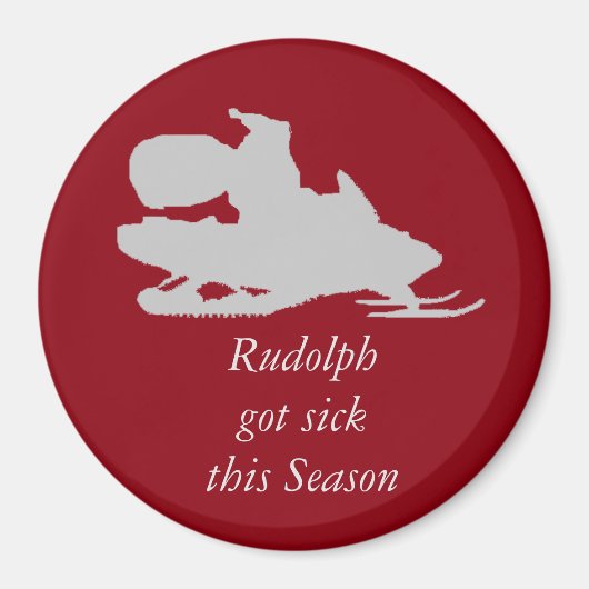 Grappige santa op sneeuwscooter magneet (Voorkant)