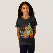 Grappige Santa Pommerse Hond Kerstcadeaus Kerstmis T-shirt (Voorkant volledig)
