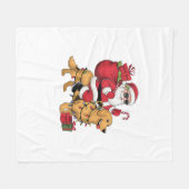 Grappige Santa Riding Golden Retriever Dog Kerstmi Fleece Deken (Voorkant (Horizontaal))