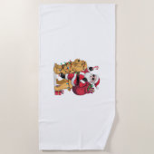 Grappige Santa Riding Goldendoodle Hond Kerstmis Strandlaken (Voorkant)