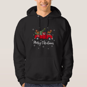 Grappige Santa Riding Kerstboom Truck Antelope C Hoodie