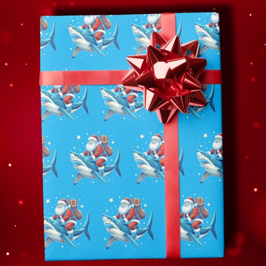 Grappige Santa Shark Gift Wrap | haaienpapier Cadeaupapier