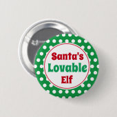 Grappige Santa's Lovable Elf Christmas Button Pin (Voorkant /achterkant)