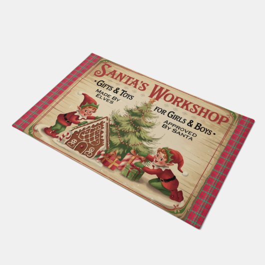 Grappige Santa's Workshop Deurmat (Schuin)