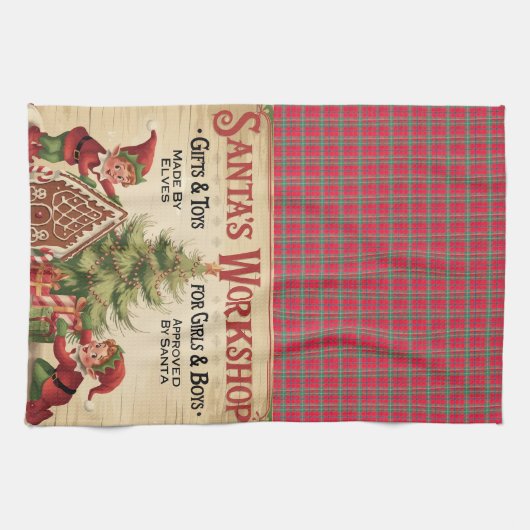 Grappige  Santa's Workshop Theedoek (Horizontaal)