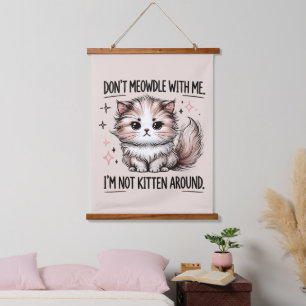 Grappige sarcasme kat woordkunst hangend wandkleed
