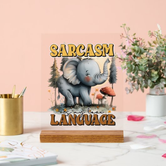 Grappige sarcasme olifant word art acryl bord (Huwelijk)