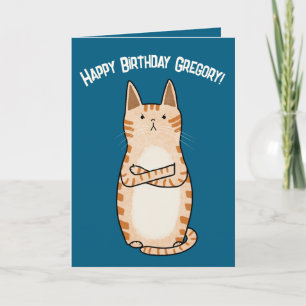 Grappige Sarcastische Grumpy Oranje Kattenverjaard Kaart