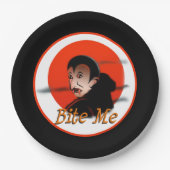Grappige sarcastische Halloween Vampier zegt bijte Papieren Bordje (Voorkant)