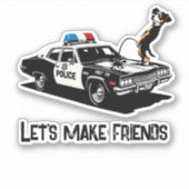 Grappige sarcastische hond plassen politie auto wo sticker (Voorkant)