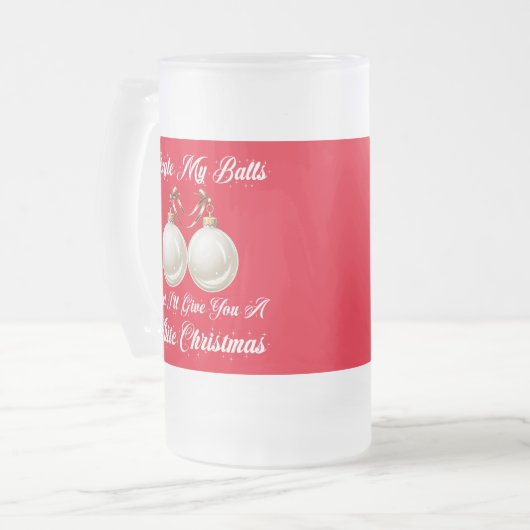 Grappige sarcastische jingle mijn ballen wit kerst matglas bierpul (Voorkant links)
