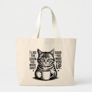Grappige Sarcastische Kat Boodschappentas – Ik Hou Grote Tote Bag